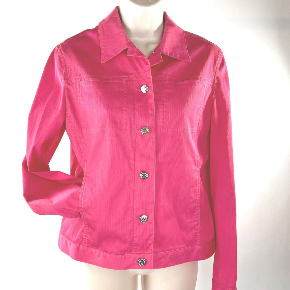 Jones New York Signature Womens M Jacket Small Corduroy Pinkish Coral